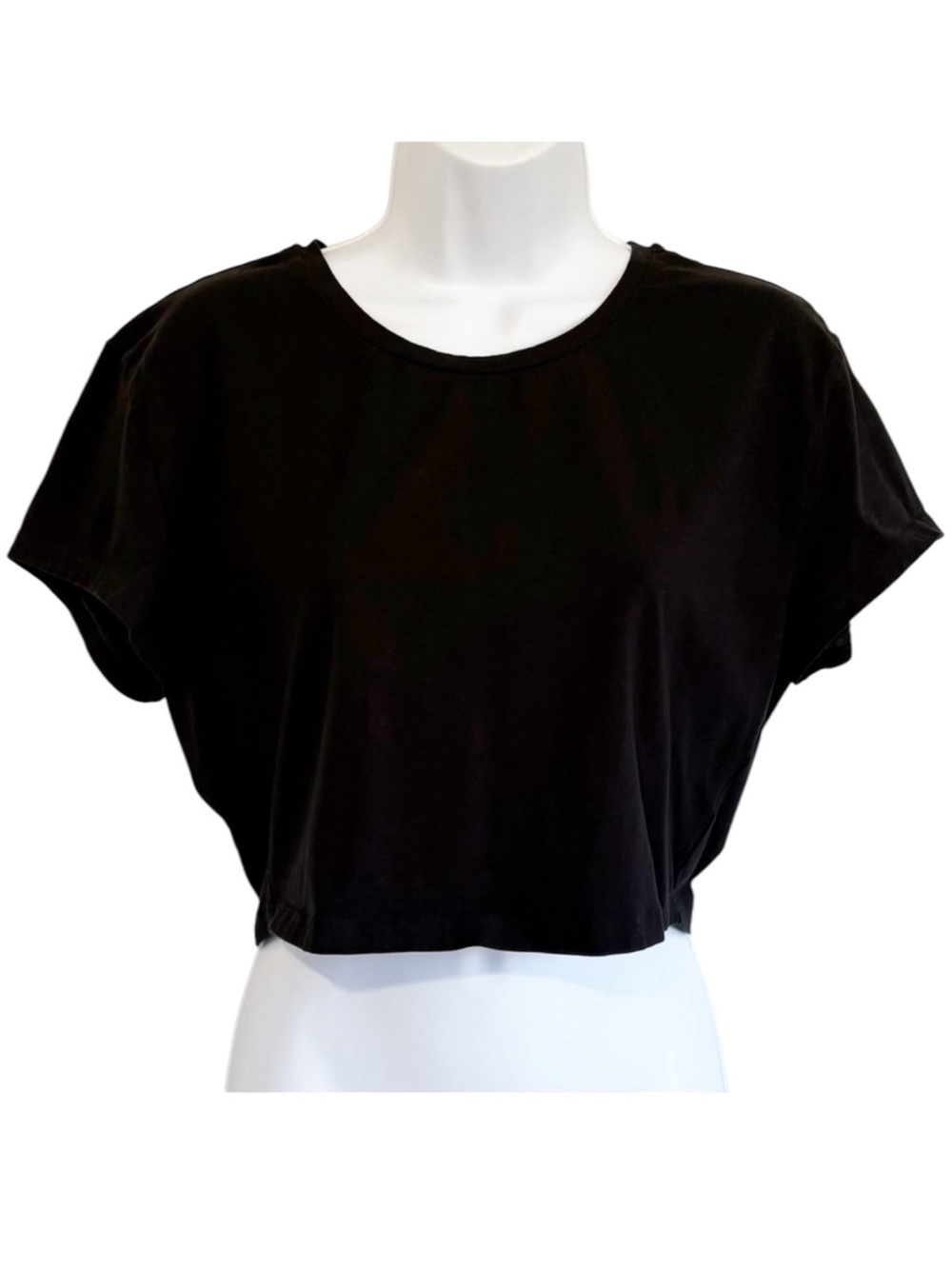 TNA ARITZIA Black Cropped Relaxed Fit T-Shirt Cotton Stretch Tee XL